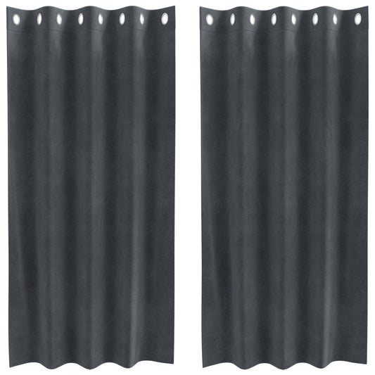 Cortinas opacas 2 pcs Cinzento-claro 140 x 175 cm Veludo
