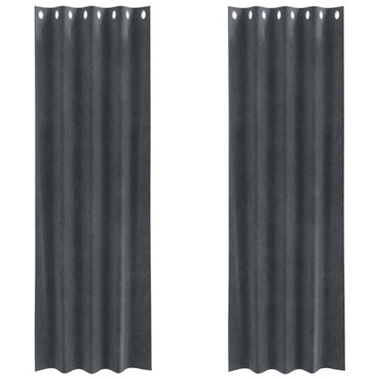 Cortinas com cortinas 2 pcs Cinzento-claro 140 x 245 cm Veludo