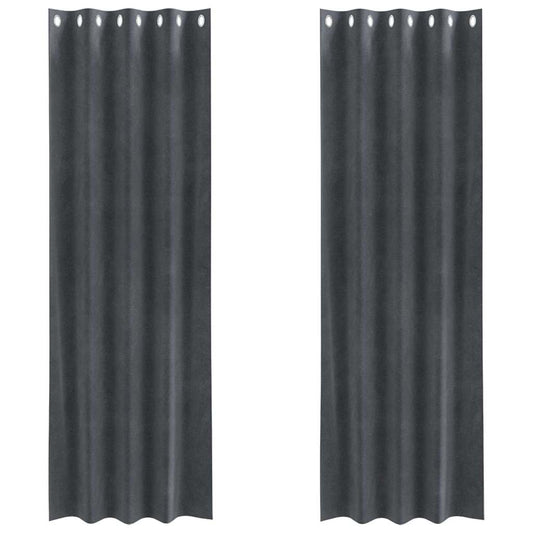Cortinas com cortinas 2 pcs Cinzento-claro 140 x 260 cm Veludo