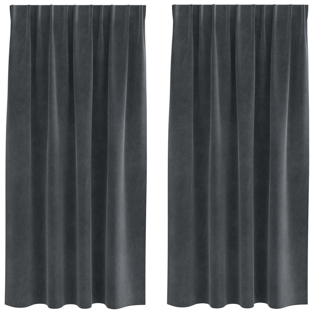 Cortinas opacas 2 pcs Cinzento-claro 140 x 175 cm Veludo