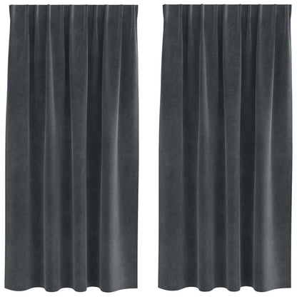 Cortinas opacas 2 pcs Cinzento-claro 140 x 175 cm Veludo