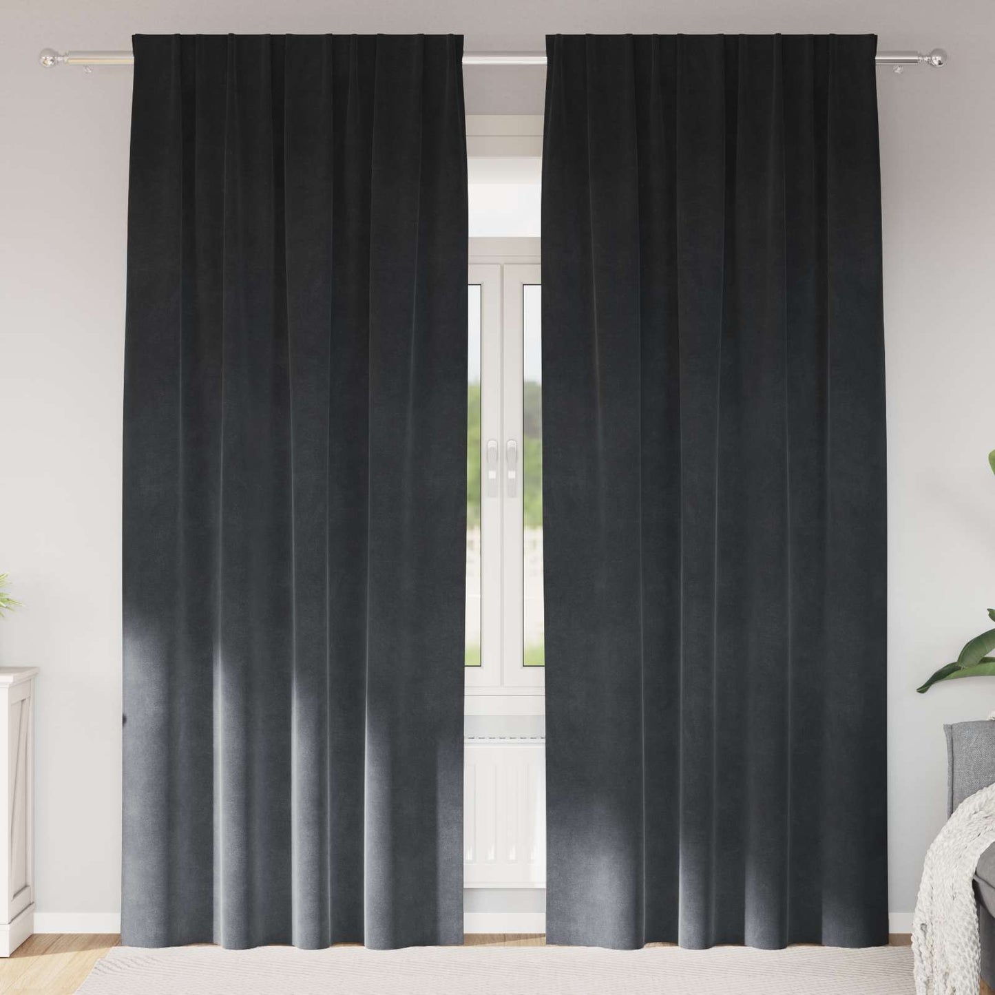 Cortinas opacas 2 pcs Cinzento-claro 140 x 225 cm Veludo