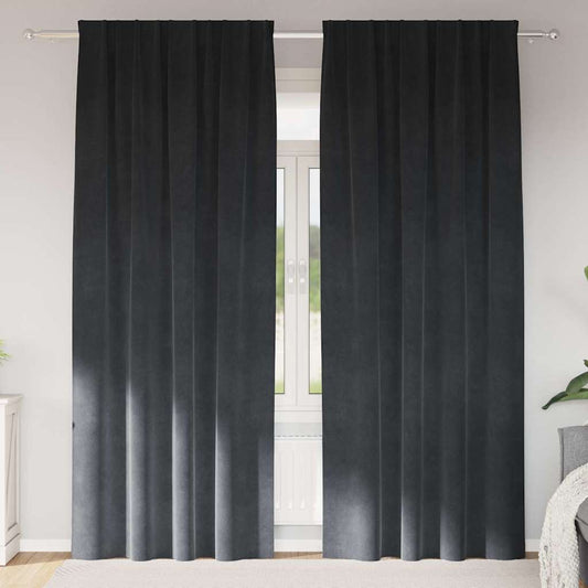 Cortinas com cortinas 2 pcs Cinzento-claro 140 x 245 cm Veludo