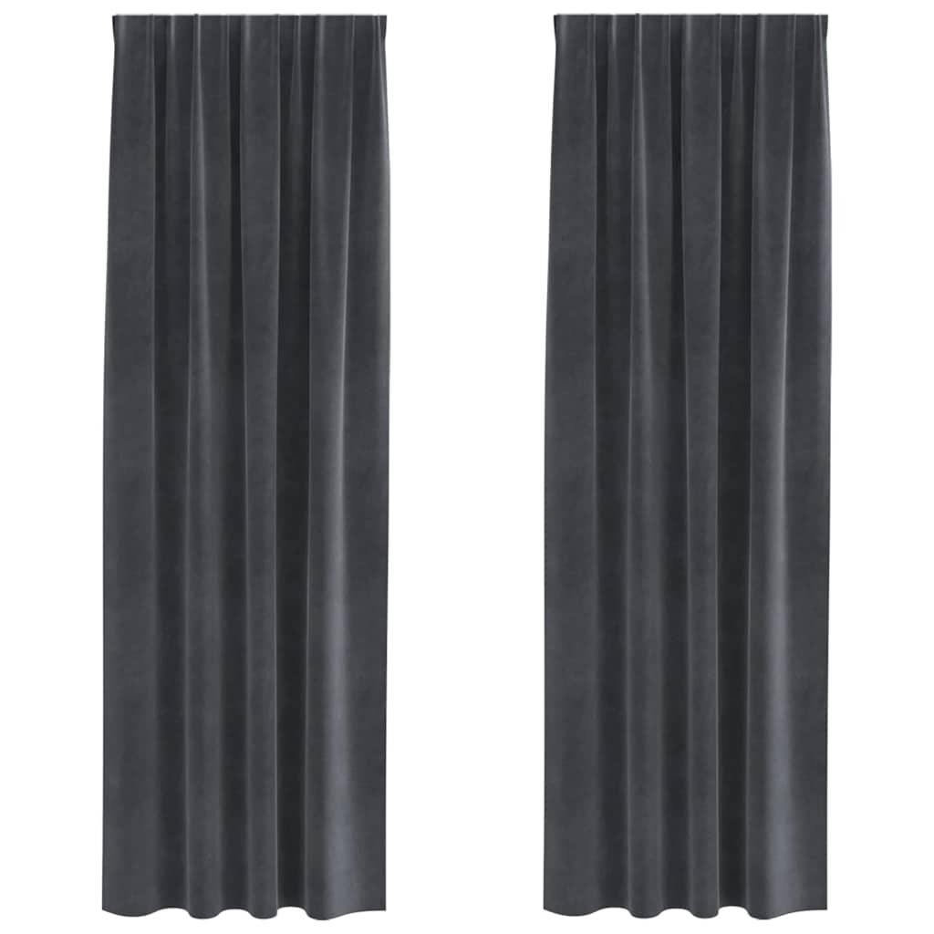 Cortinas com cortinas 2 pcs Cinzento-claro 140 x 245 cm Veludo