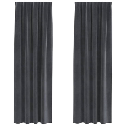 Cortinas com cortinas 2 pcs Cinzento-claro 140 x 245 cm Veludo