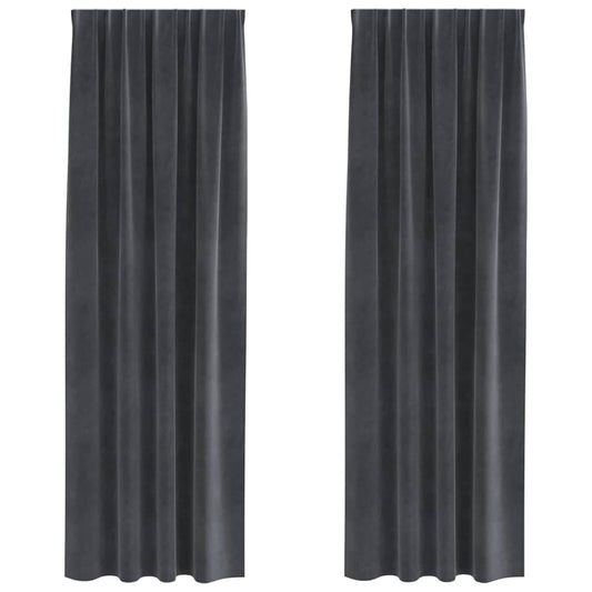 Cortinas com cortinas 2 pcs Cinzento-claro 140 x 245 cm Veludo
