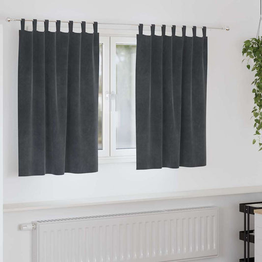 Cortinas com cortinas 2 pcs Cinzento-claro 140 x 140 cm Veludo