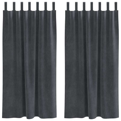 Cortinas opacas 2 pcs Cinzento-claro 140 x 175 cm Veludo