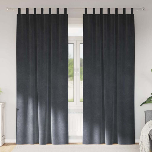 Cortinas com cortinas 2 pcs Cinzento-claro 140 x 245 cm Veludo