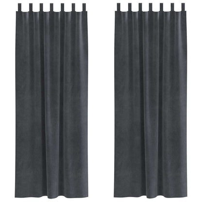 Cortinas com cortinas 2 pcs Cinzento-claro 140 x 245 cm Veludo
