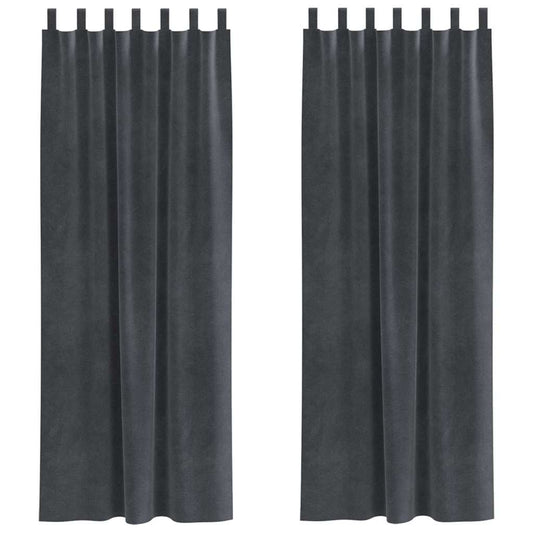 Cortinas com cortinas 2 pcs Cinzento-claro 140 x 245 cm Veludo