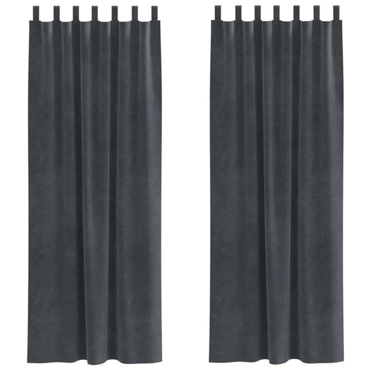 Cortinas opacas 2 pcs Cinzento-claro 140 x 245 cm Veludo