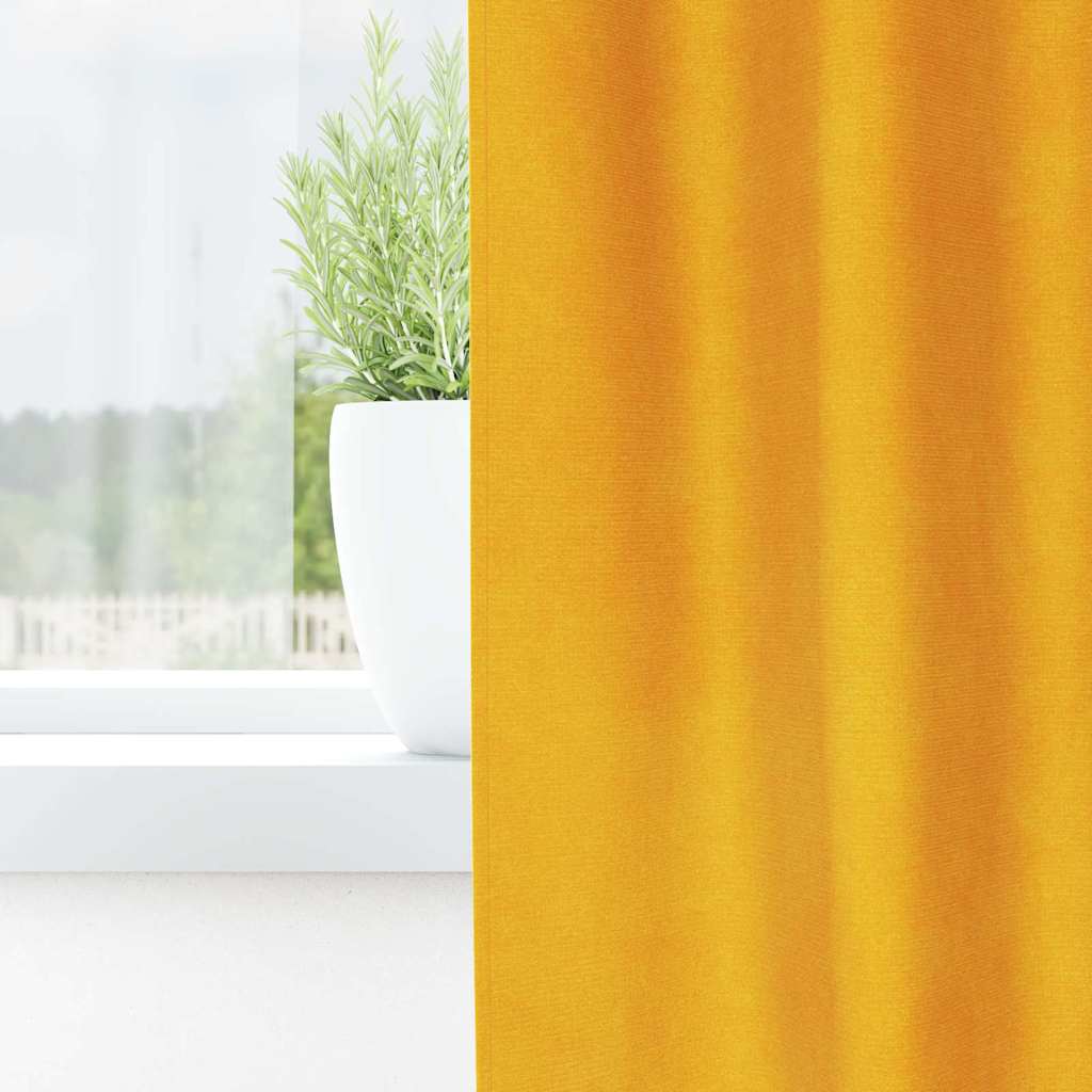 Cortinas 2 pcs amarelo mostarda 140 x 140 cm Veludo