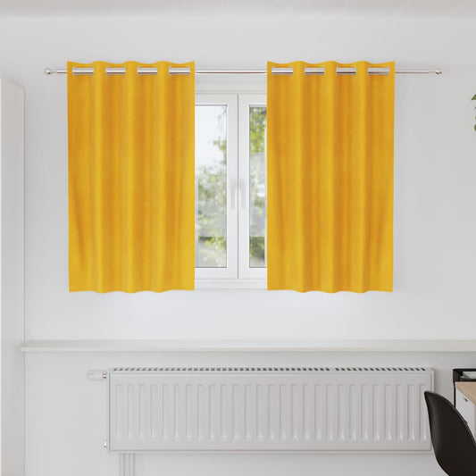 Cortinas 2 pcs amarelo mostarda 140 x 140 cm Veludo