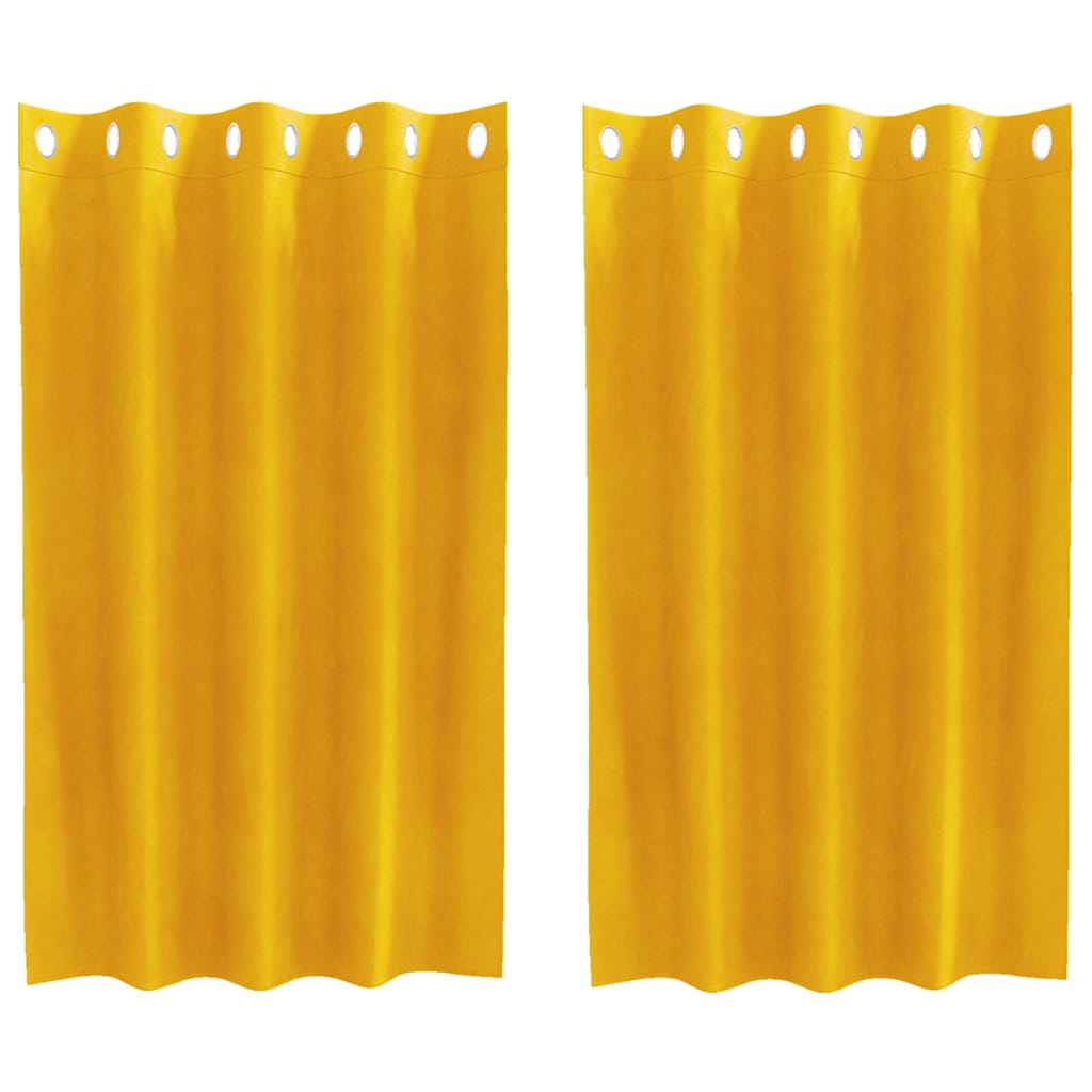 Cortinas 2 pcs amarelo mostarda 140 x 140 cm Veludo