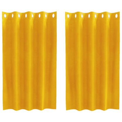Cortinas opacas 2 pcs Amarelo Mostarda 140 x 140 cm Veludo