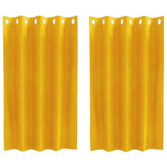 Cortinas opacas 2 pcs Amarelo Mostarda 140 x 140 cm Veludo