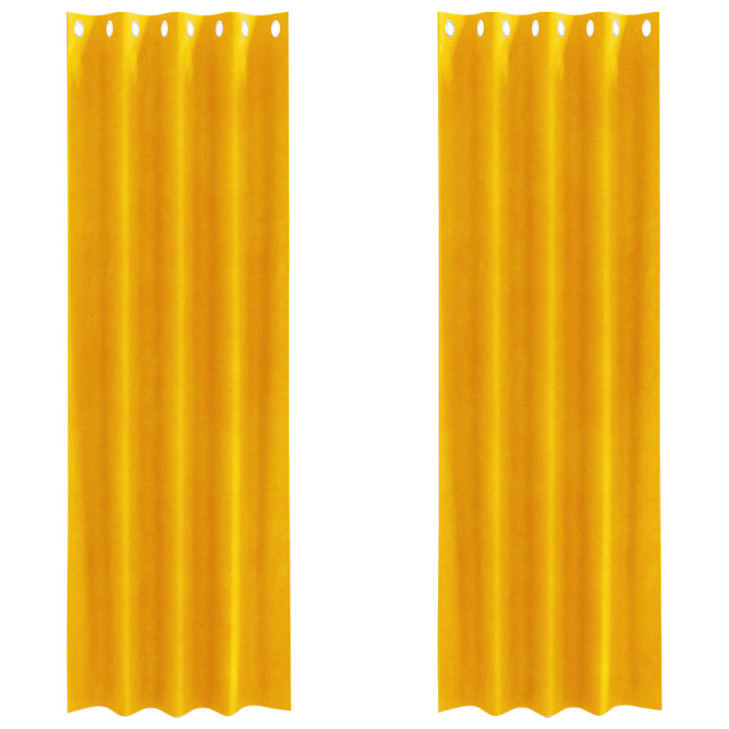 Cortinas 2 pcs amarelo mostarda 140 x 245 cm Veludo