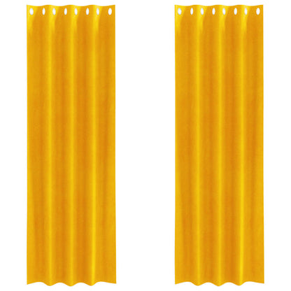 Cortinas 2 pcs amarelo mostarda 140 x 245 cm Veludo