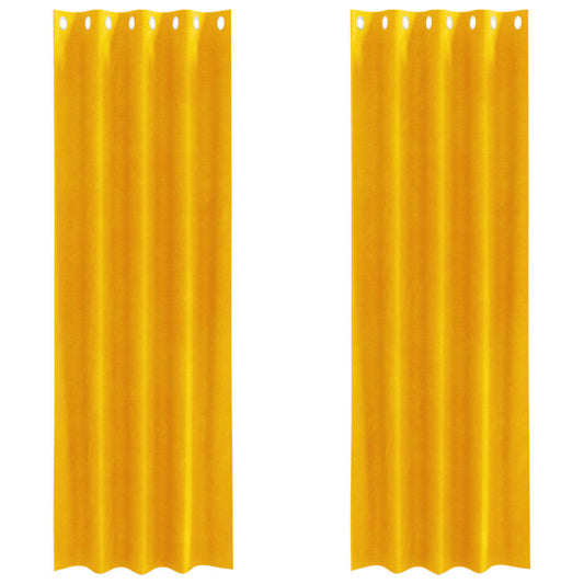 Cortinas 2 pcs amarelo mostarda 140 x 245 cm Veludo