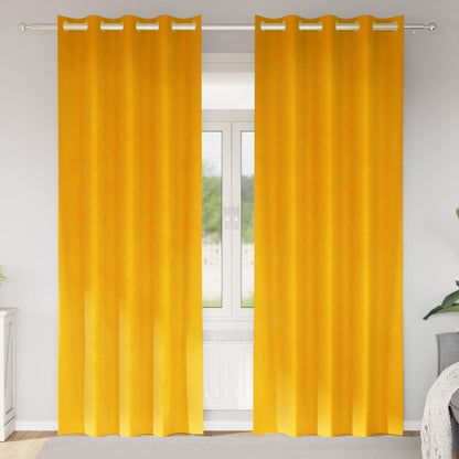 Cortinas 2 pcs amarelo mostarda 140 x 260 cm Veludo