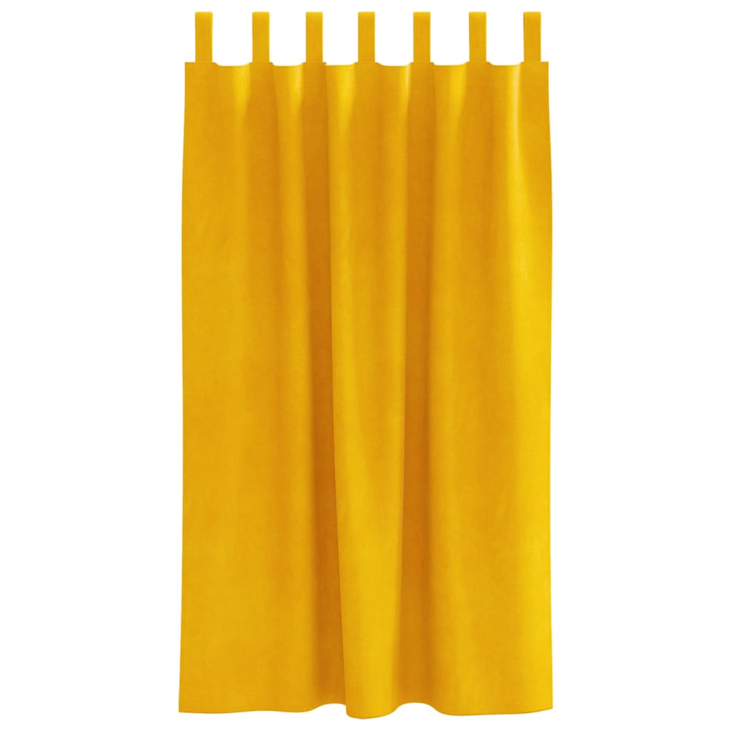 Cortinas 2 pcs Amarelo Mostarda 140 x 175 cm Veludo