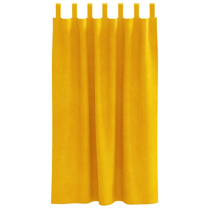 Cortinas 2 pcs Amarelo Mostarda 140 x 175 cm Veludo