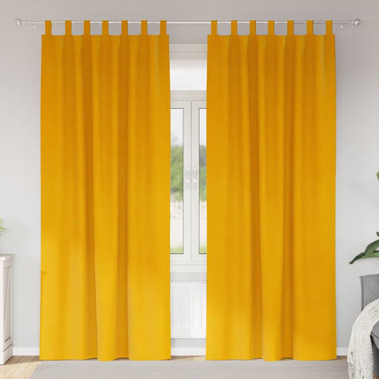 Cortinas 2 pcs amarelo mostarda 140 x 225 cm Veludo