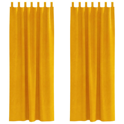 Cortinas 2 pcs amarelo mostarda 140 x 225 cm Veludo