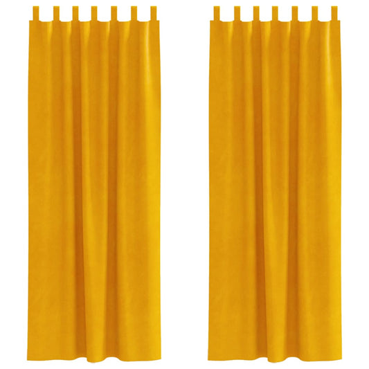 Cortinas 2 pcs amarelo mostarda 140 x 225 cm Veludo