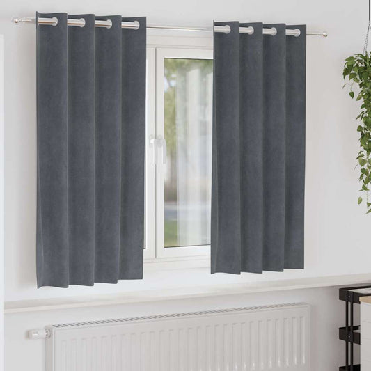 Cortinas com cortinas 2 pcs Cinzento-claro 140 x 175 cm Veludo