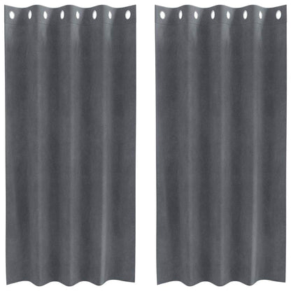 Cortinas com cortinas 2 pcs Cinzento-claro 140 x 175 cm Veludo