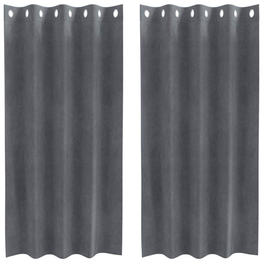 Cortinas com cortinas 2 pcs Cinzento-claro 140 x 175 cm Veludo