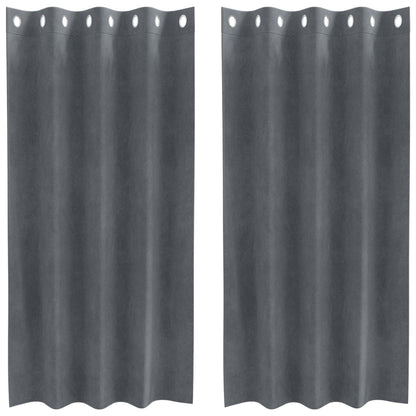 Cortinas opacas 2 pcs Cinzento-claro 140 x 175 cm Veludo