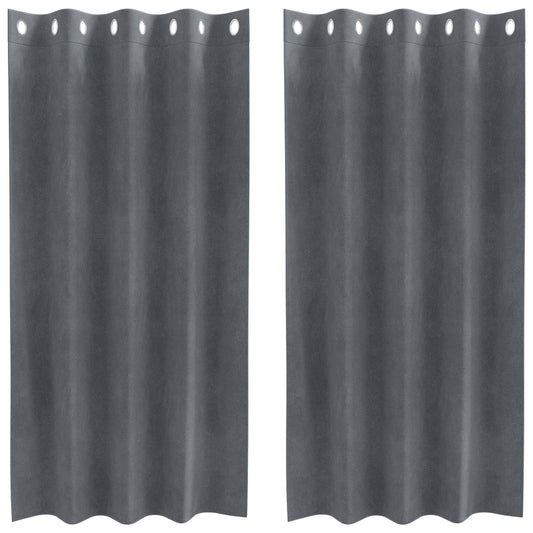 Cortinas opacas 2 pcs Cinzento-claro 140 x 175 cm Veludo