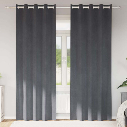 Cortinas com cortinas 2 pcs Cinzento-claro 140 x 225 cm Veludo