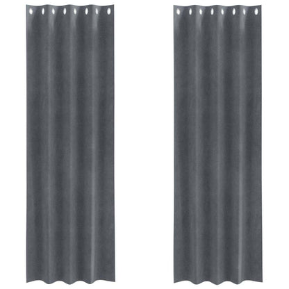 Cortinas com cortinas 2 pcs Cinzento-claro 140 x 225 cm Veludo