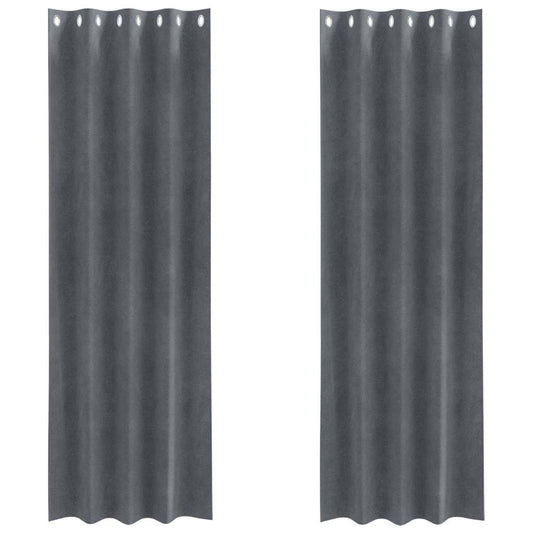 Cortinas com cortinas 2 pcs Cinzento-claro 140 x 225 cm Veludo