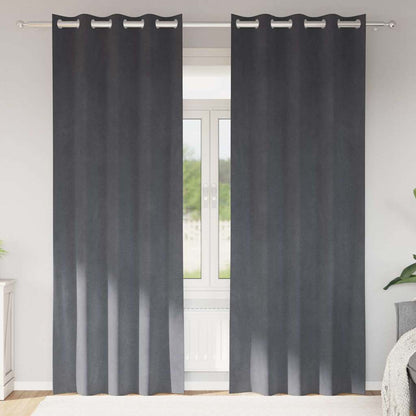 Cortinas opacas 2 pcs Cinzento-claro 140 x 260 cm Veludo