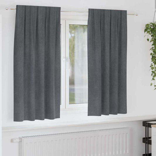 Cortinas com cortinas 2 pcs Cinzento-claro 140 x 175 cm Veludo