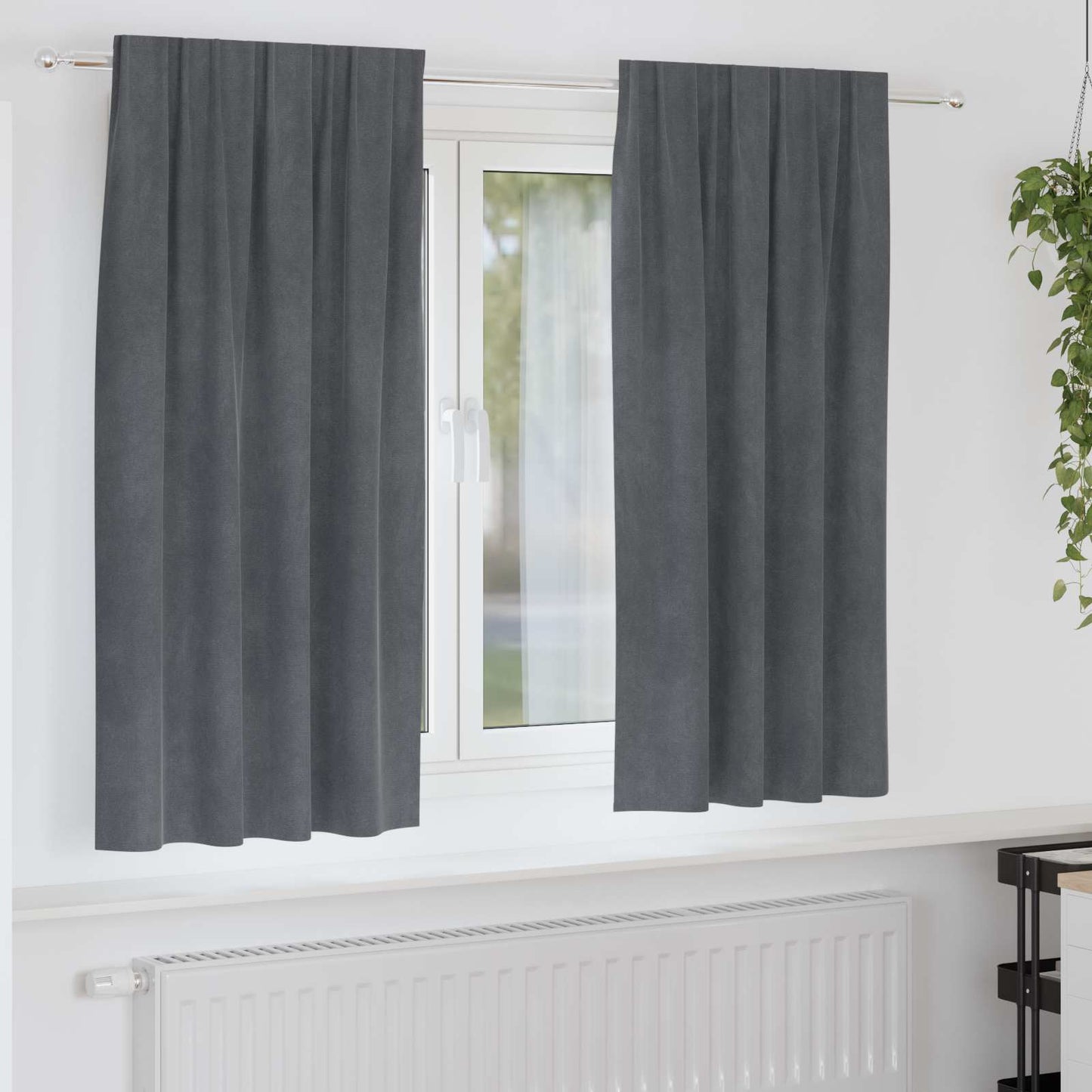 Cortinas opacas 2 pcs Cinzento-claro 140 x 175 cm Veludo