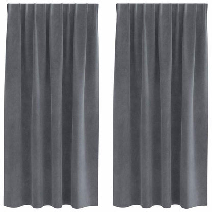 Cortinas com cortinas 2 pcs Cinzento-claro 140 x 175 cm Veludo