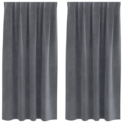 Cortinas opacas 2 pcs Cinzento-claro 140 x 175 cm Veludo