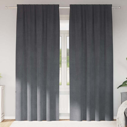 Cortinas com cortinas 2 pcs Cinzento-claro 140 x 225 cm Veludo