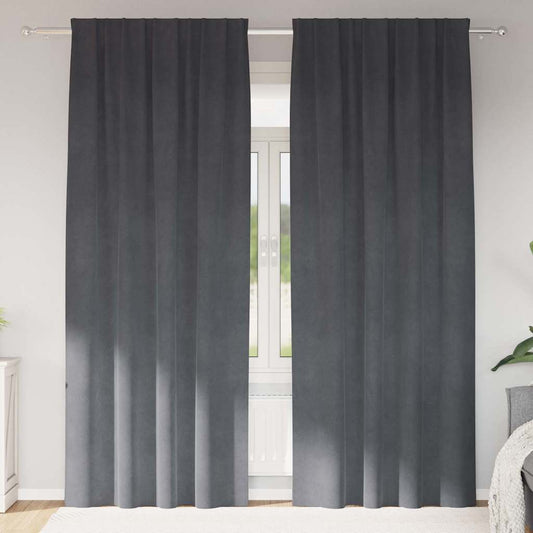 Cortinas com cortinas 2 pcs Cinzento-claro 140 x 225 cm Veludo