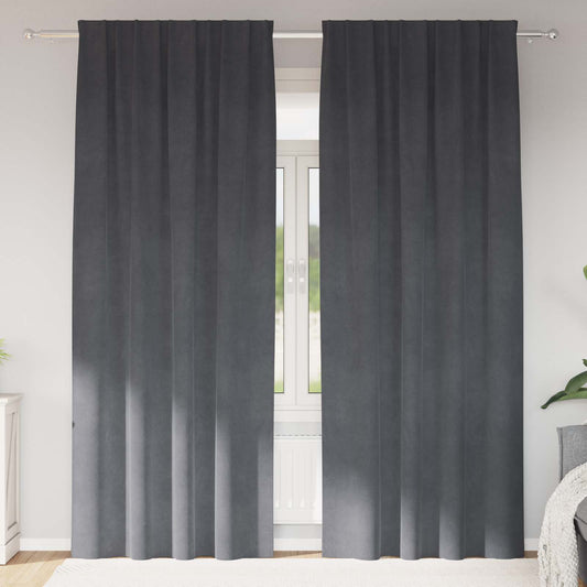 Cortinas opacas 2 pcs Cinzento-claro 140 x 225 cm Veludo