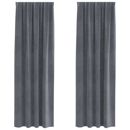 Cortinas com cortinas 2 pcs Cinzento-claro 140 x 225 cm Veludo