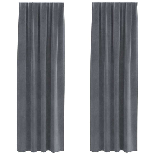Cortinas com cortinas 2 pcs Cinzento-claro 140 x 225 cm Veludo