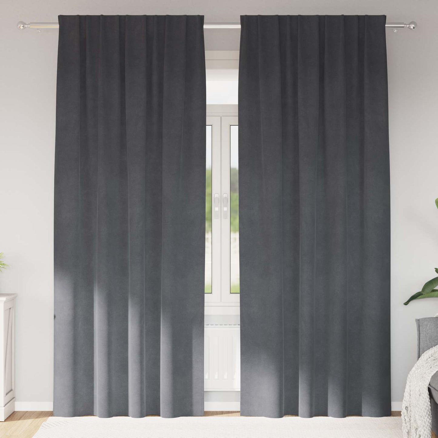 Cortinas opacas 2 pcs Cinzento-claro 140 x 245 cm Veludo