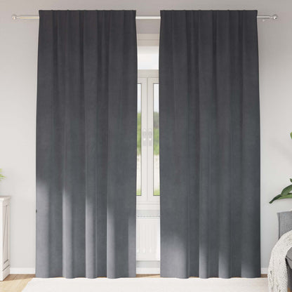Cortinas opacas 2 pcs Cinzento-claro 140 x 245 cm Veludo